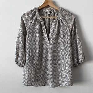 Joie 100% Silk V-Neck 3/4 Sleeve Printed Blouse size XS